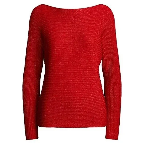 Women's Lauren Ralph Lauren Metallic Dolman Sleeve Sweater Red M Medium - Picture 3 of 3